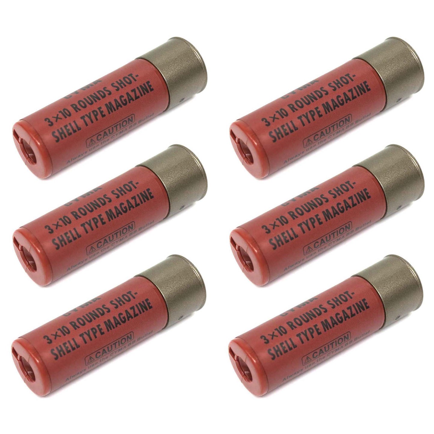 CYMA 6pcs Pack 30rd Shotgun Shell for CYMA, Tokyo Marui, Double Eagle M870 Airsoft Shotgun (Red)