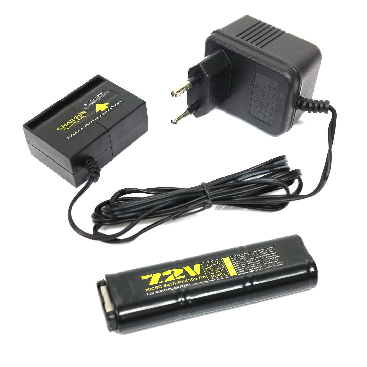 WELL 7.2V 450mAh Ni-MH Battery with 220V Charger for WELL R2 R4 MP7 Airsoft AEG