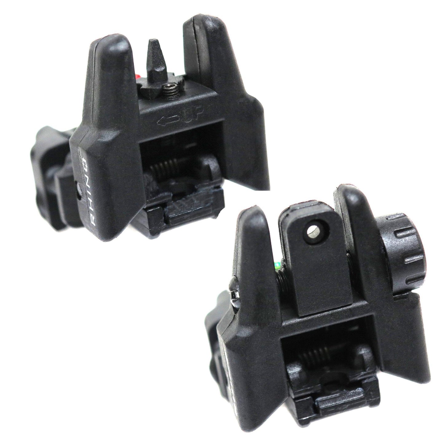 APS Rhino Front & Rear Fiber Optic Sight Set for Airsoft AEG GBB (Black)