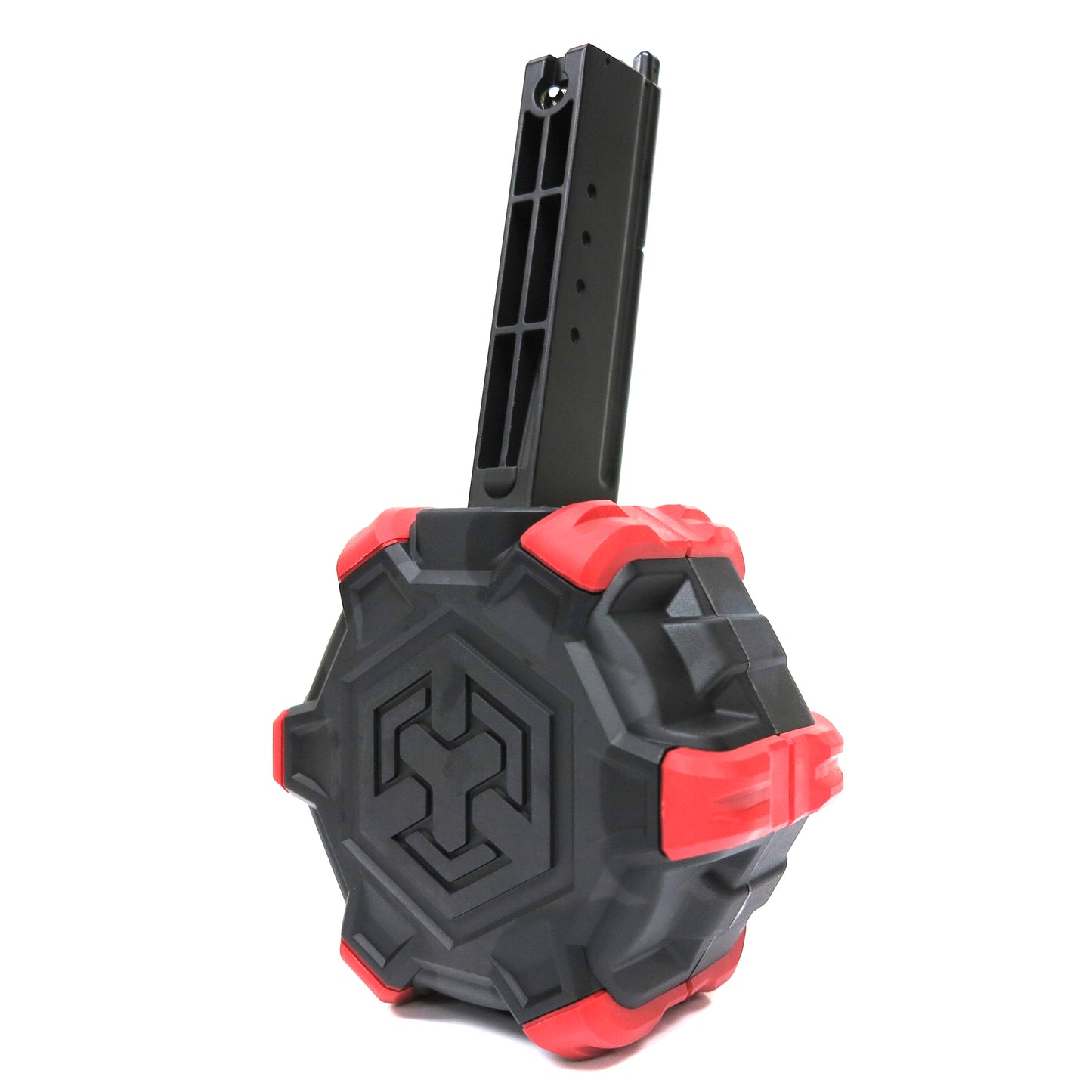 AW Custom 350rd Gas Drum Magazine for Cybergun (by WE) Desert Eagle .50AE & L6 .50AE Airsoft GBB (Red / Black)