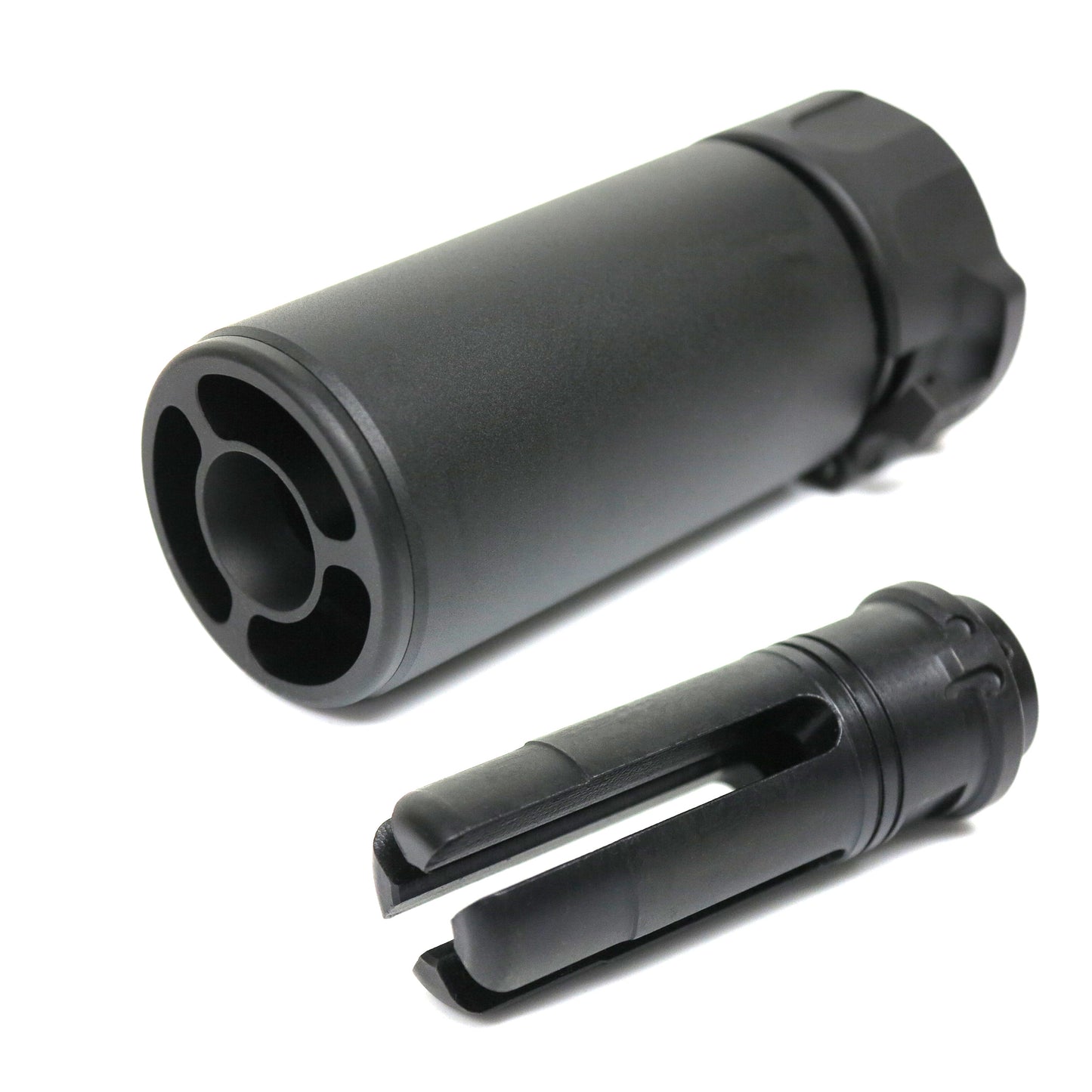 5KU Mini Silencer Version 2 with 4-Prong Flash Hider for Airsoft AEG GBB (-14mm CCW / Black)