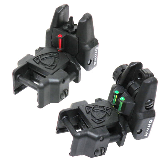 APS Rhino Front & Rear Fiber Optic Sight Set for Airsoft AEG GBB (Black)