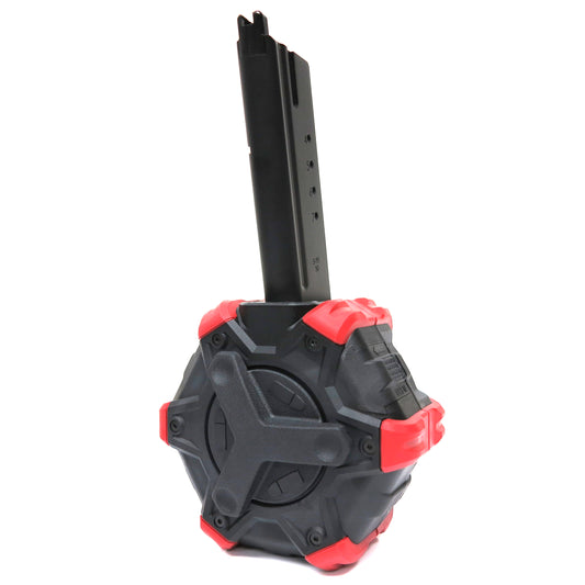 AW Custom 350rd Gas Drum Magazine for Cybergun (by WE) Desert Eagle .50AE & L6 .50AE Airsoft GBB (Red / Black)
