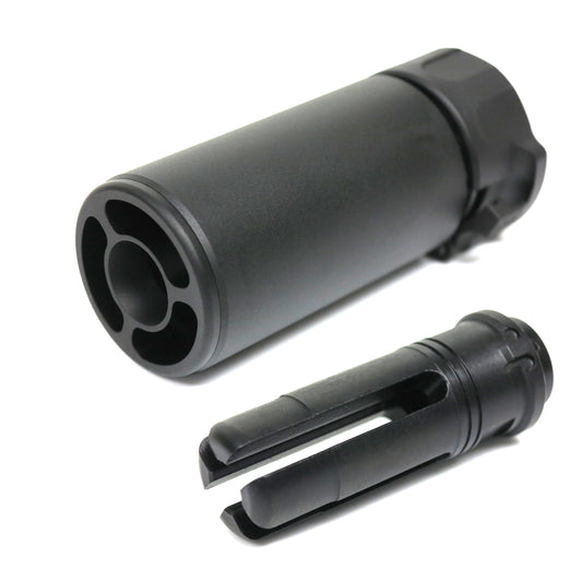 5KU Mini Silencer Version 2 with 4-Prong Flash Hider for Airsoft AEG GBB (-14mm CCW / Black)